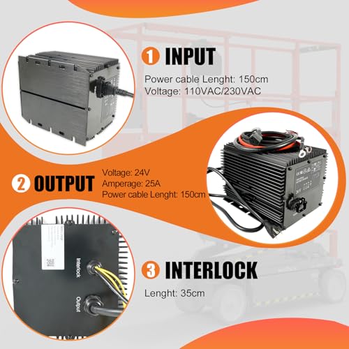 Dilomber HB600-24B Scissor Lifts Charger 25 Amp 24 Volt Compatible with Genie Skyjack JLG Slab Scissor Lifts Battery Charger #Replac 105739, 161827, 105739GT, 128537, 96211, 0400236 - Image 3