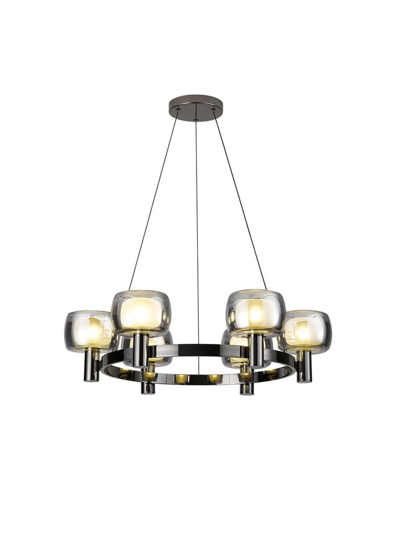 DANUBE HOME Modena Chandelier - Elegant Clear & Black Glass Design, E14 Bulbs, 6 Lights, 60cm Diameter, 120cm Height - Perfect for Bedroom & Living Room  - Image 3
