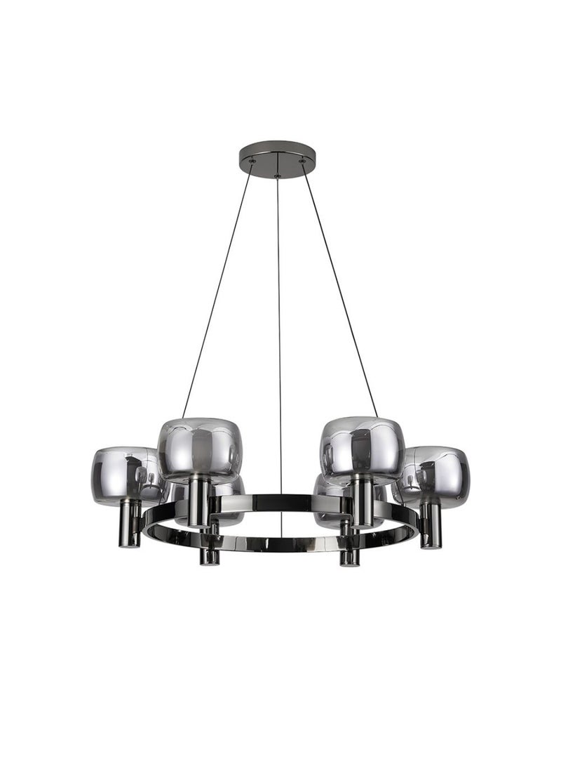 DANUBE HOME Modena Chandelier - Elegant Clear & Black Glass Design, E14 Bulbs, 6 Lights, 60cm Diameter, 120cm Height - Perfect for Bedroom & Living Room  - Image 2