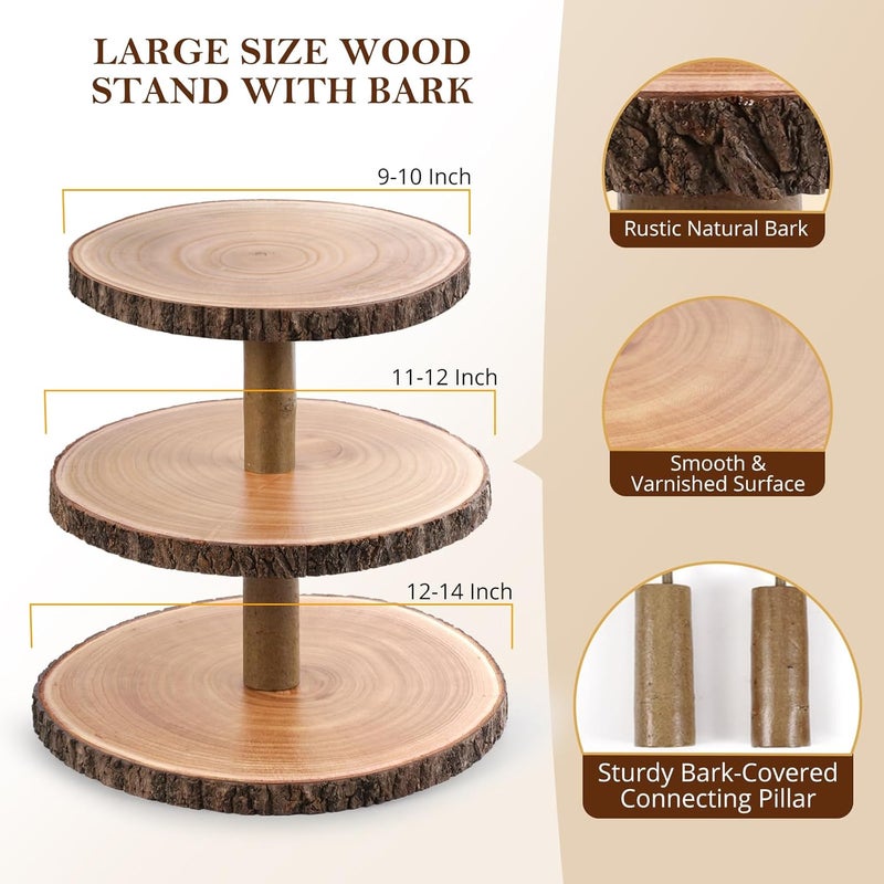 GrnVibe 3 Tier Cupcake Stand Wood Dessert Stands CupcakeTier Stand Rustic Cupcake Display Holder Stand Farmhouse Cake Stand for Dessert Table Displays,Birthday,Theme Party, Graduation,Baby Shower Tea Party Decoration - Image 3
