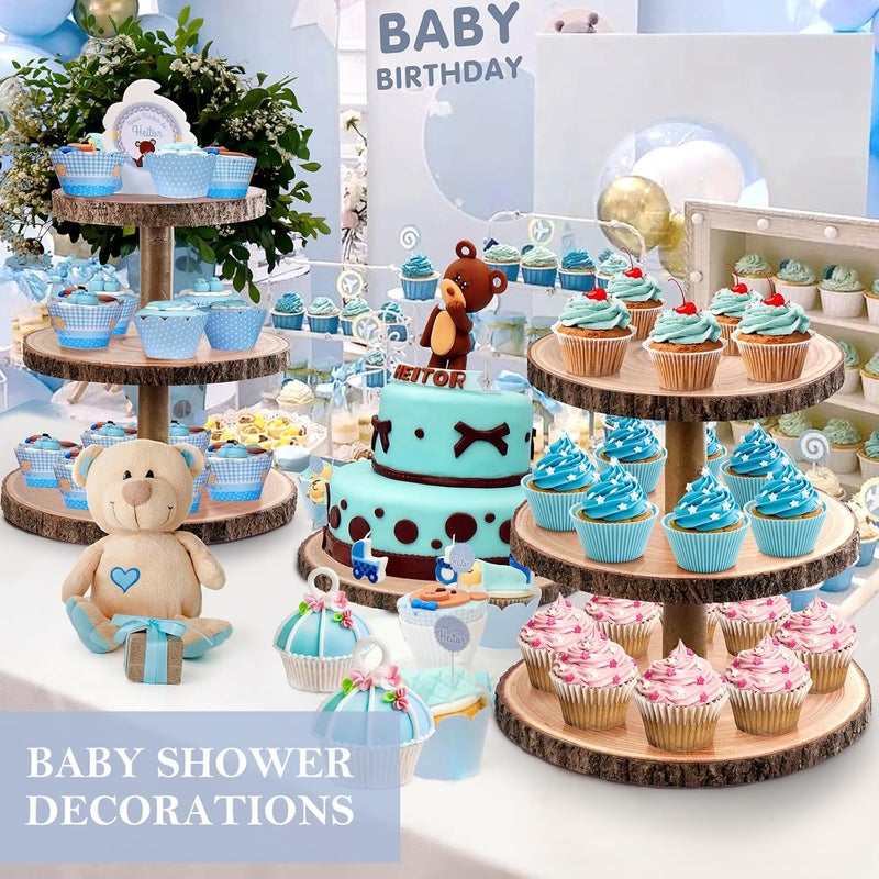 GrnVibe 3 Tier Cupcake Stand Wood Dessert Stands CupcakeTier Stand Rustic Cupcake Display Holder Stand Farmhouse Cake Stand for Dessert Table Displays,Birthday,Theme Party, Graduation,Baby Shower Tea Party Decoration - Image 5