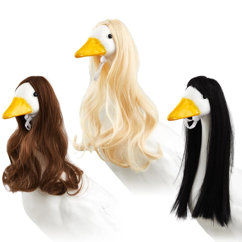 Dansydaisy 3 Pcs Porch Goose Wigs,Porch Goose Outfit Suitable for 17 Inch and 23 Inch Statue,Cute Outdoor Statue Accessories,Patio Yard Goosey Wig for Lawn Goosey Garden(Fashion) - Image 1