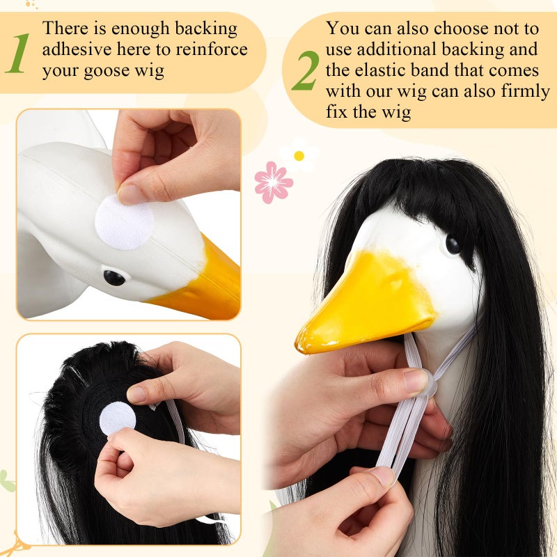 Dansydaisy 3 Pcs Porch Goose Wigs,Porch Goose Outfit Suitable for 17 Inch and 23 Inch Statue,Cute Outdoor Statue Accessories,Patio Yard Goosey Wig for Lawn Goosey Garden(Fashion) - Image 5