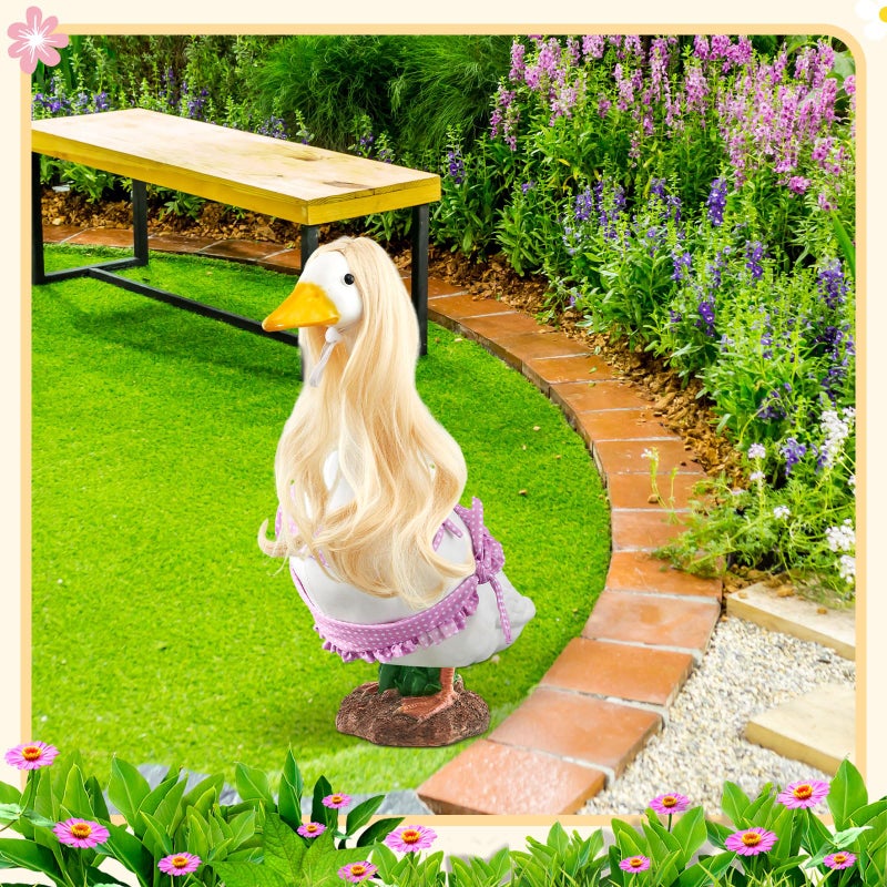 Dansydaisy 3 Pcs Porch Goose Wigs,Porch Goose Outfit Suitable for 17 Inch and 23 Inch Statue,Cute Outdoor Statue Accessories,Patio Yard Goosey Wig for Lawn Goosey Garden(Fashion) - Image 4