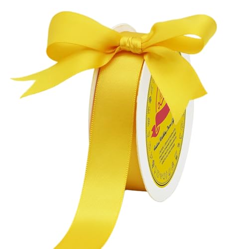 LEEQE Double Face Maize Yellow Satin Ribbon 78 inch X 25 Yards Polyester Maize Yellow Ribbon for Gift Wrapping Very Suitable for Weddings Party Invitation Decorations and More