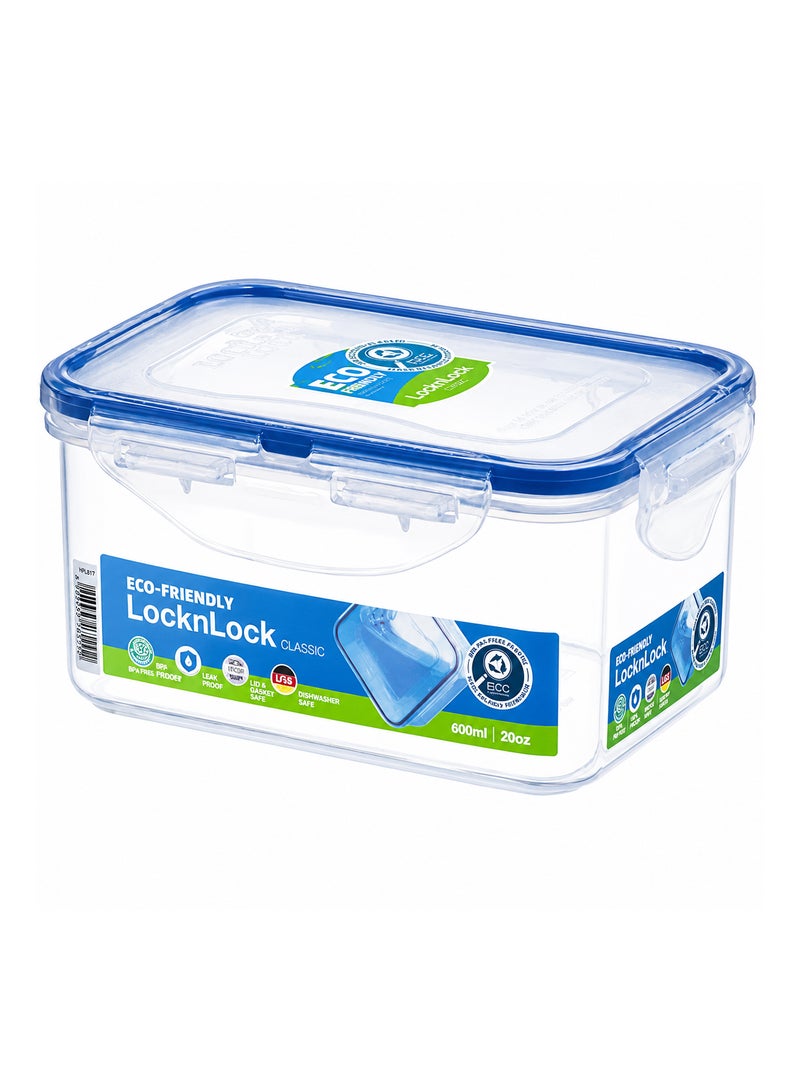 LocknLock Rectangular Food Storage Container 600ml , Airtight Leakproof Lid, BPA-Free, Microwave, Freezer & Dishwasher Safe, Space-Saving Container for Meal Prep & Leftovers - Image 1