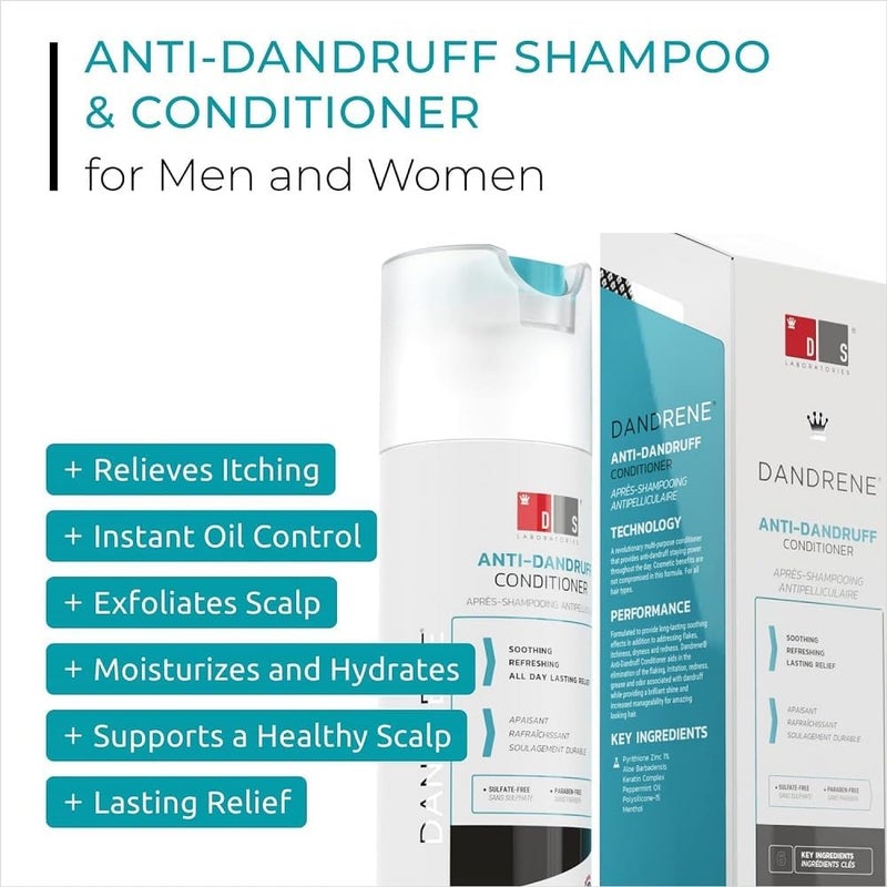 DS LABORATORIES DS Labs Dandrene Dandruff Shampoo & Conditioner Kit, 205mL- for Itchy, Flaky Scalp, Exfoliating Shampoo, Moisturizing Conditioner, Supports Scalp Health & Oil Control - Image 2