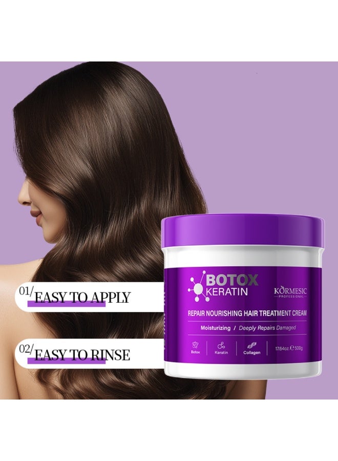 Kormesic كريم الشعر بالكرياتين والبوتوكس 500 جرام - كريم معالجة مرطب ومغذي مع كرياتين البوتوكس والكولاجين يقلل من التكسر والتقصف ويعيد القوة ويعالج الشعر الجاف والتالف. - Image 3