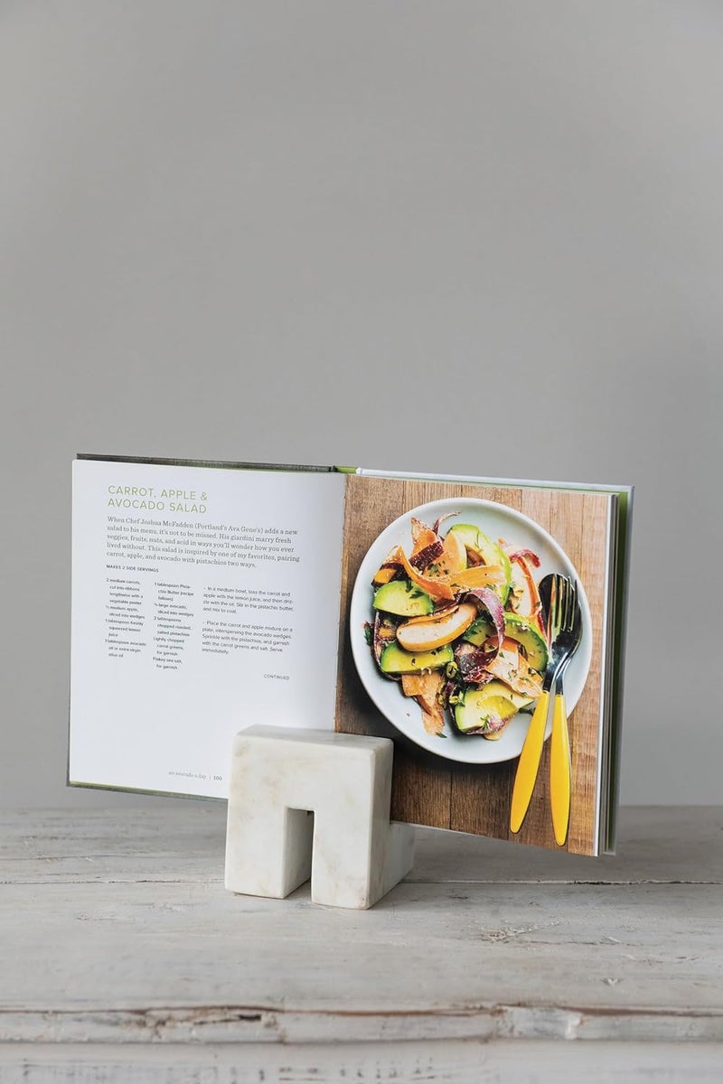 Creative Co-op Contemporary Marble Cookbook Stand, White - Image 4