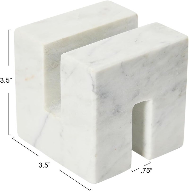 Creative Co-op Contemporary Marble Cookbook Stand, White - Image 2