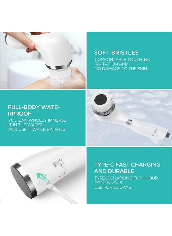 VOGOE - Facial Cleansing Brush Rechargeable Spin Face Wash Brush Ipx7 Waterproof Electric Face Scrubber Exfoliator 3 Speeds & 5 Brushes For Cleansing And Exfoliating White - Image 1