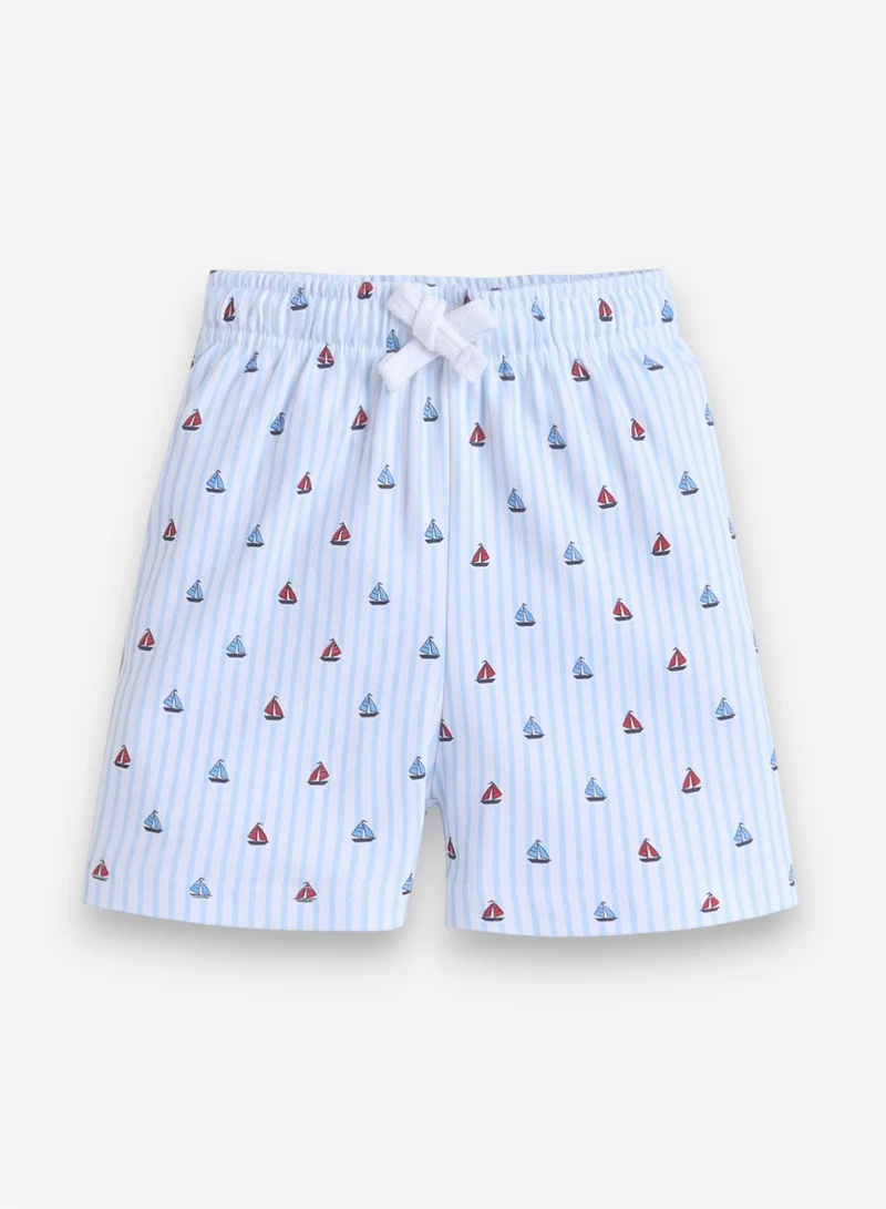 Victor And Jane  Infant Boys Sailboats Print Cotton Pajama Set – Striped T-Shirt & Shorts Nightwear for Men | Best Price UAE