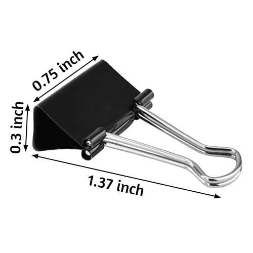 OWLKELA 120 Pack Black Binder Clips 0.75 Inch, Small Paper Clamps, Black Paper Binder Clips, Office Clips, Mini Binder Clips, Small Clips for Office Supplies Home School and Business - Image 2