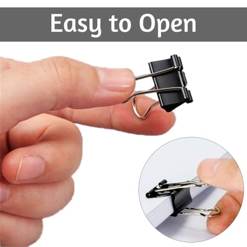 OWLKELA 120 Pack Black Binder Clips 0.75 Inch, Small Paper Clamps, Black Paper Binder Clips, Office Clips, Mini Binder Clips, Small Clips for Office Supplies Home School and Business - Image 4