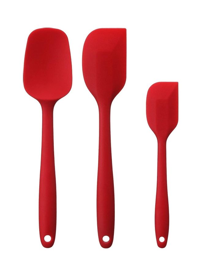 NIBEMINENT 3-Piece Silicone Spatula Set Red One Size - Image 1