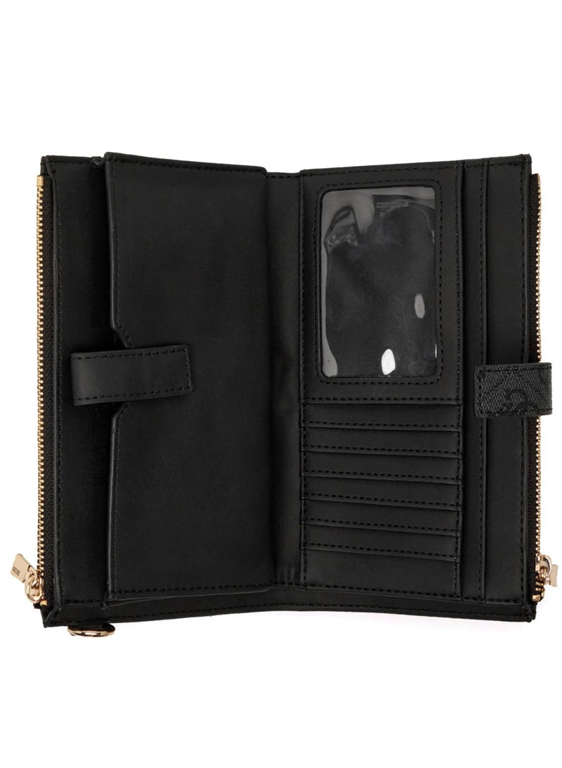Guess Logo Print Women's Wristlet Wallet Organizer in Black with Gold Hardware - Image 4