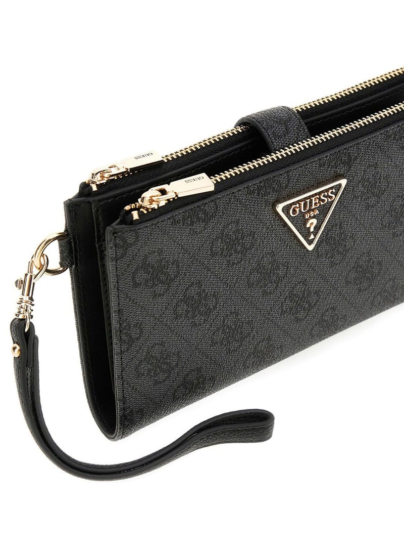Guess Logo Print Women's Wristlet Wallet Organizer in Black with Gold Hardware - Image 2