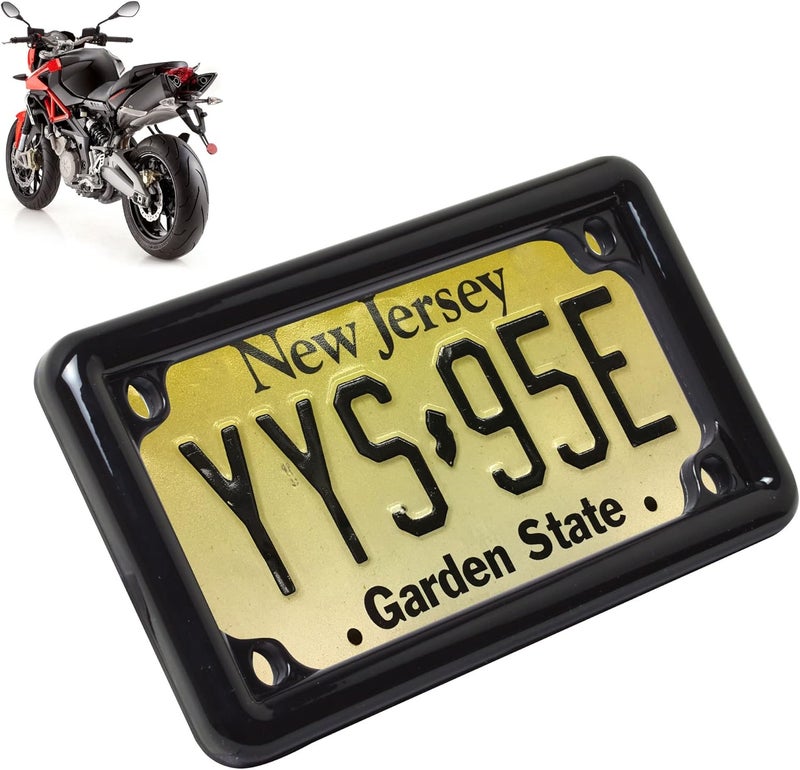 Autogem Universal 12V LED Lighting Motorcycle License Plate Frame Cover - Black with 4 Functions - Image 1