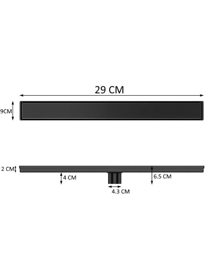 Biella مصرف دش أسود غير لامع من الفولاذ المقاوم للصدأ 316 على شكل مستطيل غير مرئي مع غطاء قابل للإزالة - Image 3