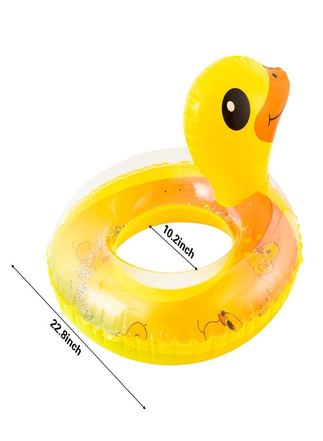Zainpe Duck Inflatable Pool Float with Glitters Inflation Yellow Swimming Ring Summer Outdoor Water Lounge Inflatable Raft Tube Fun Beach Floaties Vinyl Swim Floaty Pool Toy for Kid Toddler Girl Boy - Image 2