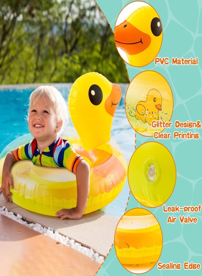 Zainpe Duck Inflatable Pool Float with Glitters Inflation Yellow Swimming Ring Summer Outdoor Water Lounge Inflatable Raft Tube Fun Beach Floaties Vinyl Swim Floaty Pool Toy for Kid Toddler Girl Boy - Image 4