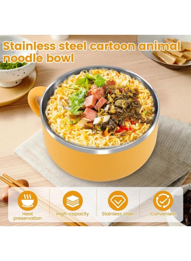 BIGTHREE 1200ml Stainless Steel Ramen Bowl, with Lid & Spork, Heat-Resistant, Cute Dog Instant Ramen Noodle Bowl, Portable Noodle & Soup Cooker for Office, Dorm, Home, Microwave Safe - Image 4