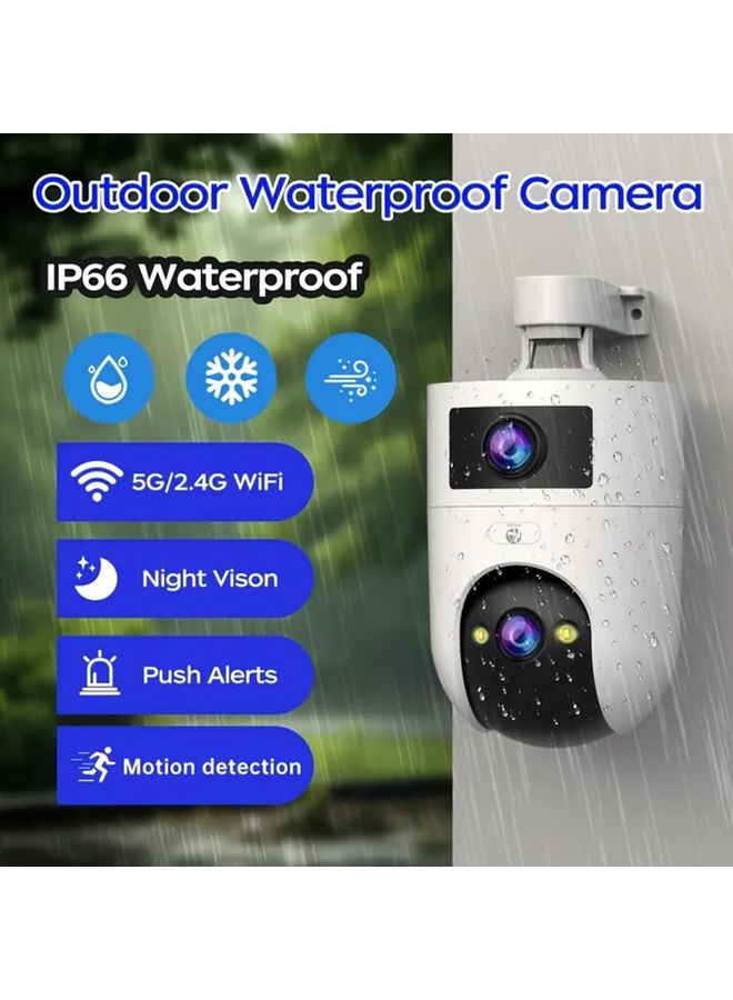 White Full HD 3MP Dual Lens Wifi Security Camera 355 Degree Pan Tilt Color Night Vision Motion Detection Two Way Audio - Image 2