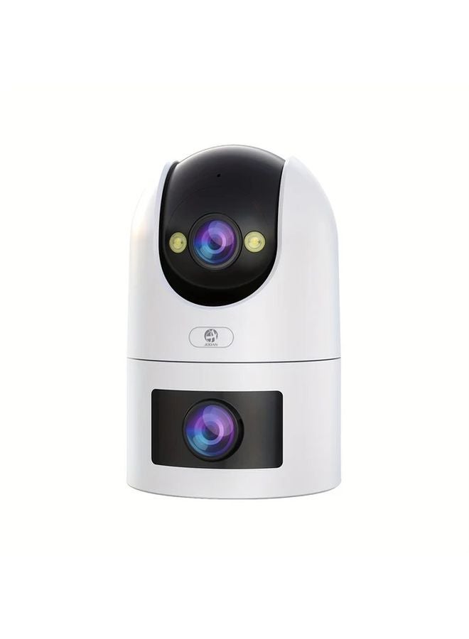 White Full HD 3MP Dual Lens Wifi Security Camera 355 Degree Pan Tilt Color Night Vision Motion Detection Two Way Audio - Image 1