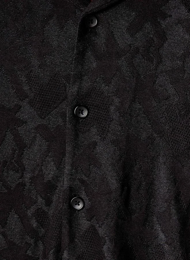 Iconic Iconic Men Regular Fit Camp Collar Textured Shirt