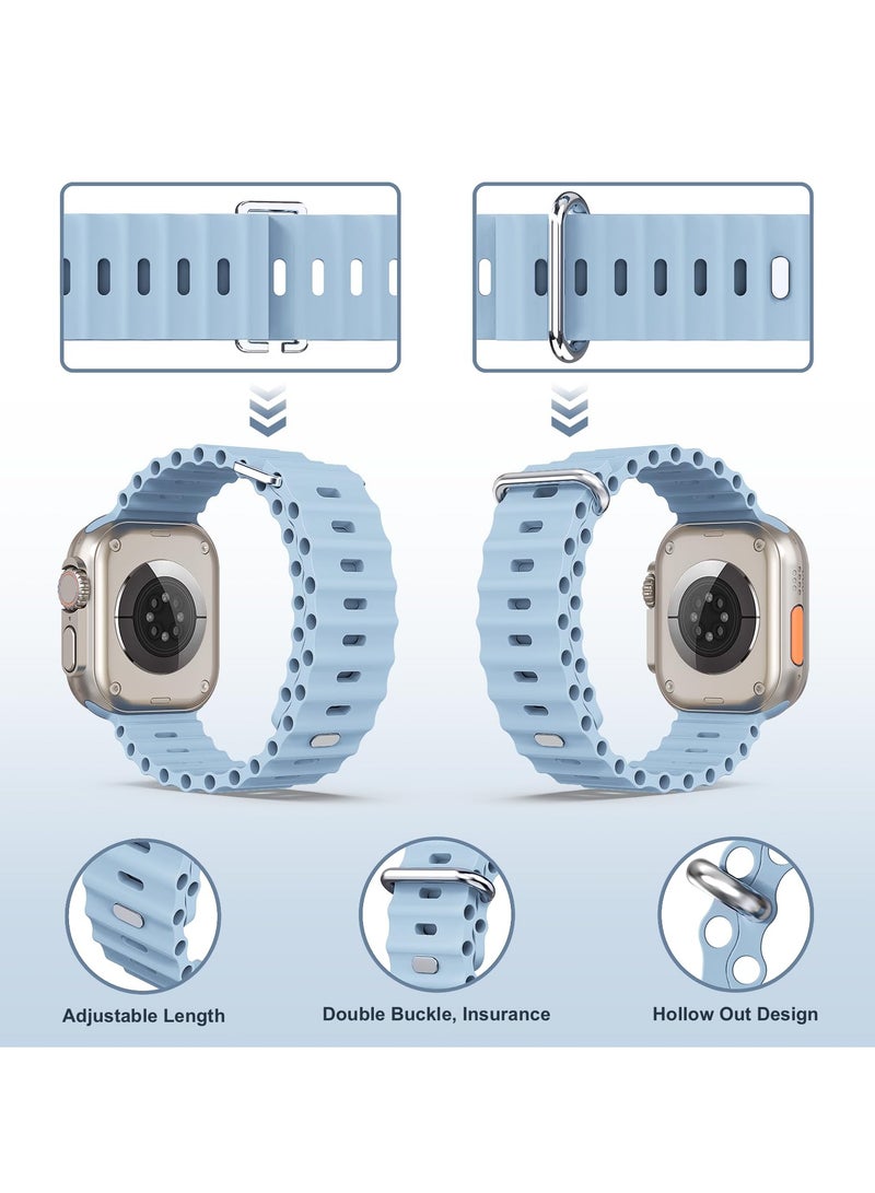 SYOSI 5 Pack Sport Ocean Band for Apple Watch Ultra 2/9/8/7/6/SE, Soft Silicone Wristbands, Waterproof Replacement Straps, Fits 49mm, 45mm, 44mm, 42mm for Women - Image 3