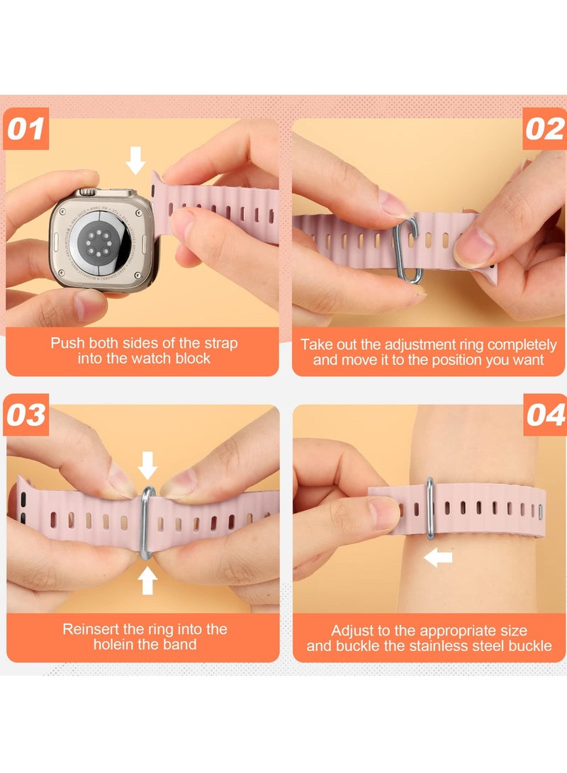 SYOSI 5 Pack Sport Ocean Band for Apple Watch Ultra 2/9/8/7/6/SE, Soft Silicone Wristbands, Waterproof Replacement Straps, Fits 49mm, 45mm, 44mm, 42mm for Women - Image 5