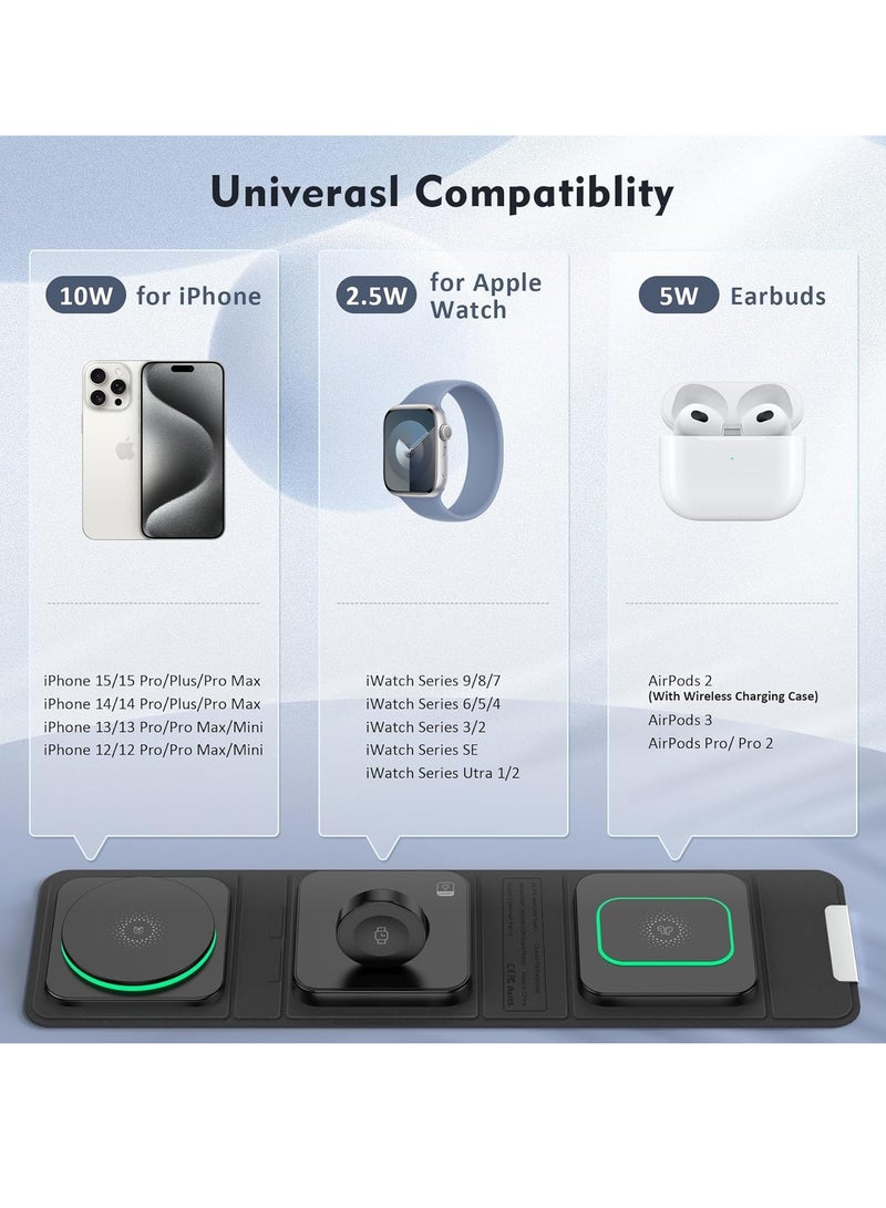 general Wireless Charger for iPhone - 3 in 1 Charging Station for Apple Multiple Devices, Foldable Magnetic Mag-Safe Travel Charging Pad for iPhone 15 14 13 12 Pro Max Plus iwatch Watch & Airpods - Image 2