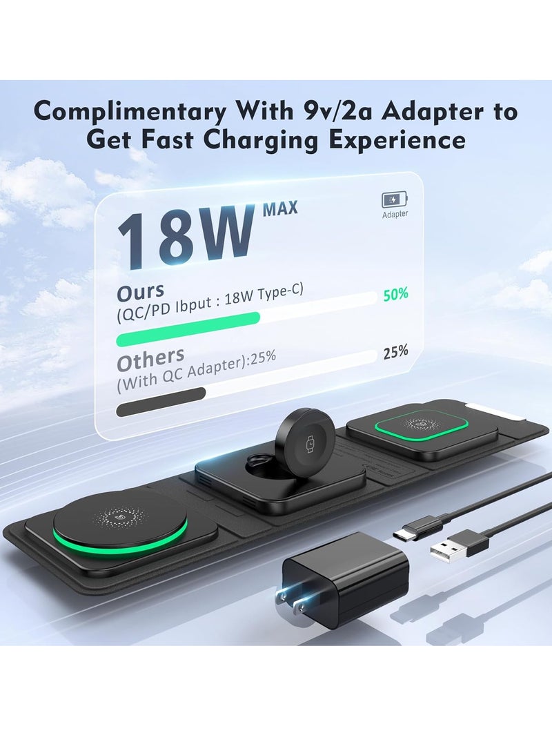 general Wireless Charger for iPhone - 3 in 1 Charging Station for Apple Multiple Devices, Foldable Magnetic Mag-Safe Travel Charging Pad for iPhone 15 14 13 12 Pro Max Plus iwatch Watch & Airpods - Image 3