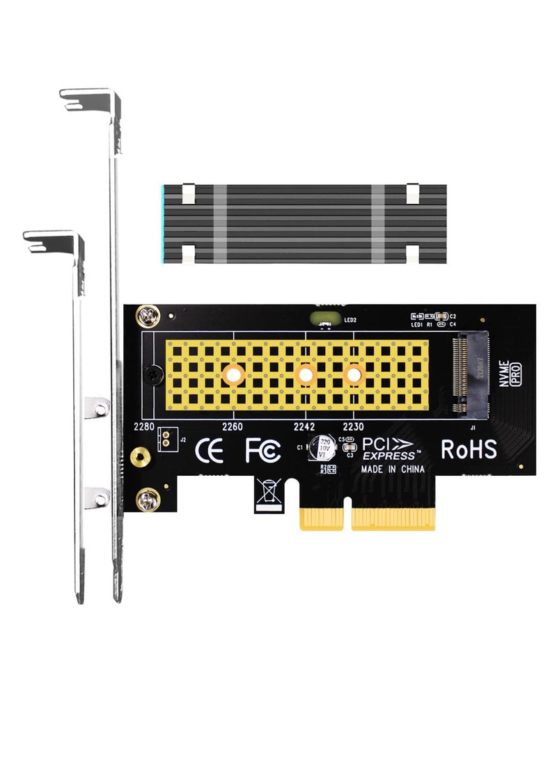M.2 PCIe NVMe 4.0/3.0 Adapter with 0.12" Thick M.2 Heatsink for M.2 PCI SSD (NVMe and AHCI), PCIE 3.0X 4 Full Speed, Desktop Mount (PA09-HS) - Image 1