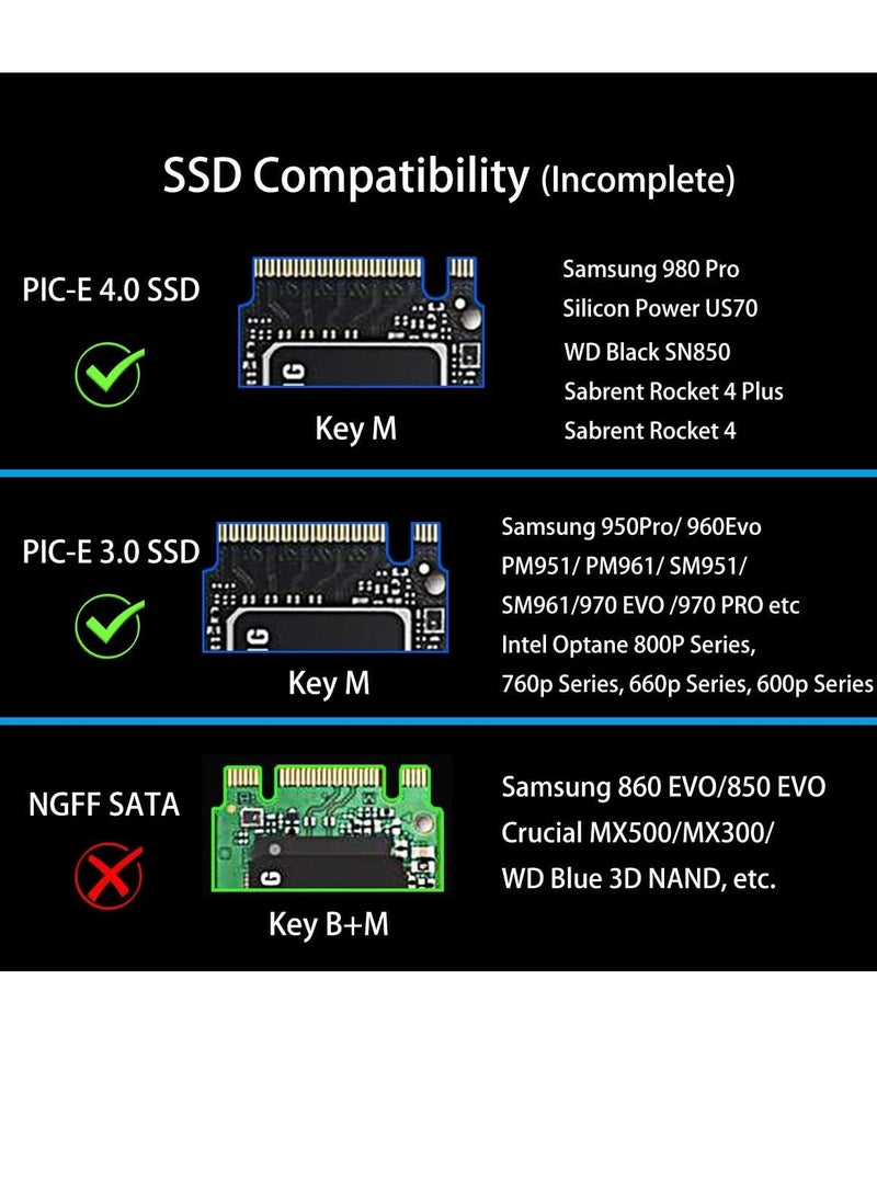 M.2 PCIe NVMe 4.0/3.0 Adapter with 0.12" Thick M.2 Heatsink for M.2 PCI SSD (NVMe and AHCI), PCIE 3.0X 4 Full Speed, Desktop Mount (PA09-HS) - Image 3