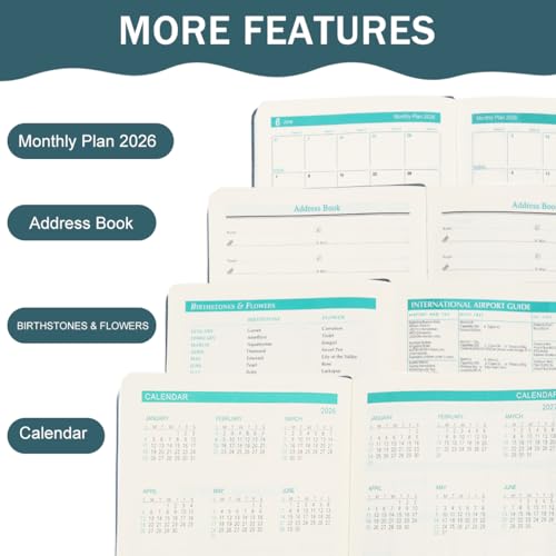 Climberty® 2026 Diary A5 Planner With Buckle Closure, Embossed Soft Blue PU Leather Cover, 400 Lined Pages Journal, Weekly & Monthly Organizer Notebook For Office & Personal Use - Image 4