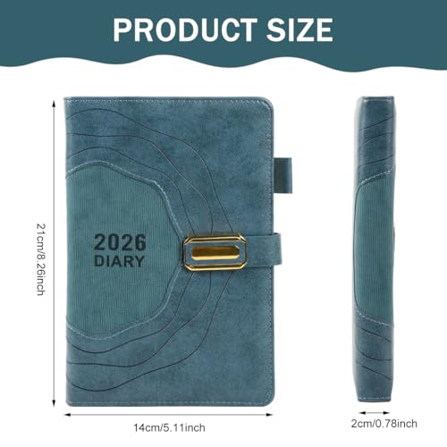 Climberty® 2026 Diary A5 Planner With Buckle Closure, Embossed Soft Blue PU Leather Cover, 400 Lined Pages Journal, Weekly & Monthly Organizer Notebook For Office & Personal Use - Image 2