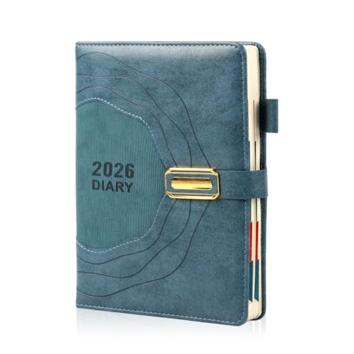 Climberty® 2026 Diary A5 Planner With Buckle Closure, Embossed Soft Blue PU Leather Cover, 400 Lined Pages Journal, Weekly & Monthly Organizer Notebook For Office & Personal Use - Image 1