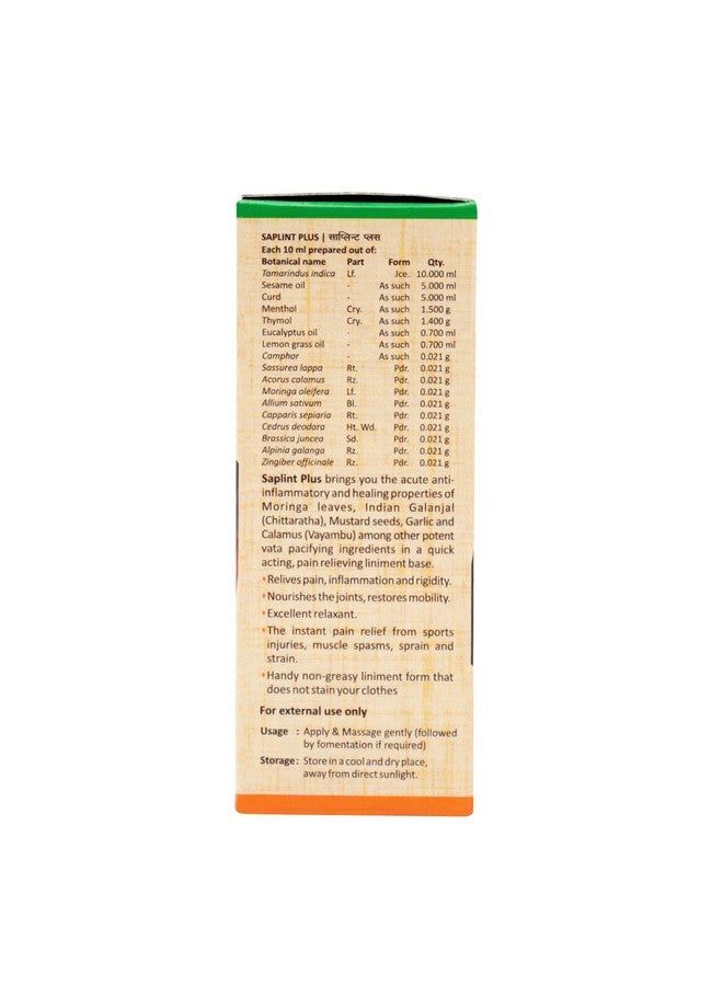 Sitaram Ayurveda Saplint Plus Non-Greasy Stain-Free Kerala Ayurvedic Pain Relief Oil 30ml | Ayurvedic Knee, Back & Joint Pain Relief Liniment | Instant Relief From Back Pain, Knee Pain & Joint Pain - Image 5