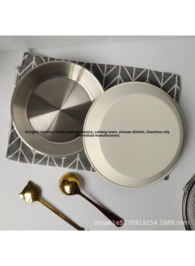 201 Stainless Steel Oil Dipped Tray With Handle Oil Dipped Basket Pizza Plate Grilled Fish Plate Fruit Dried Meat Dried Mesh Tray-Specifications:22cm-drain Oil Chassis ]  - Image 1