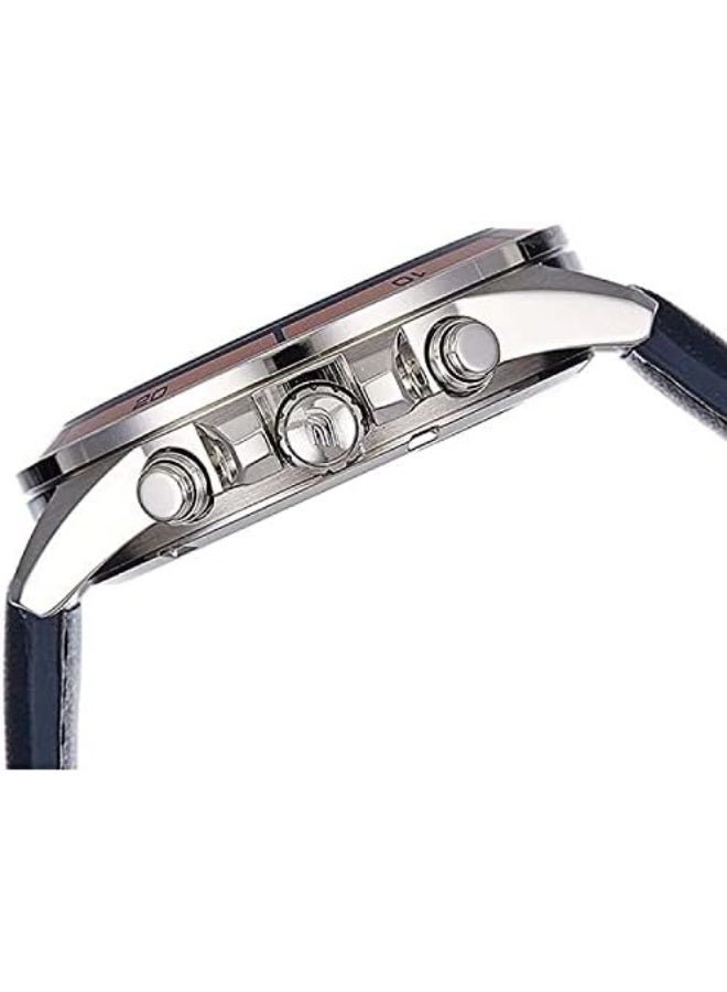 CASIO EDIFICE Chronograph Men's Watch EFV-570L-2BVUDF, 48.5 mm Blue Dial, Leather Strap, 100 m WR - Image 3