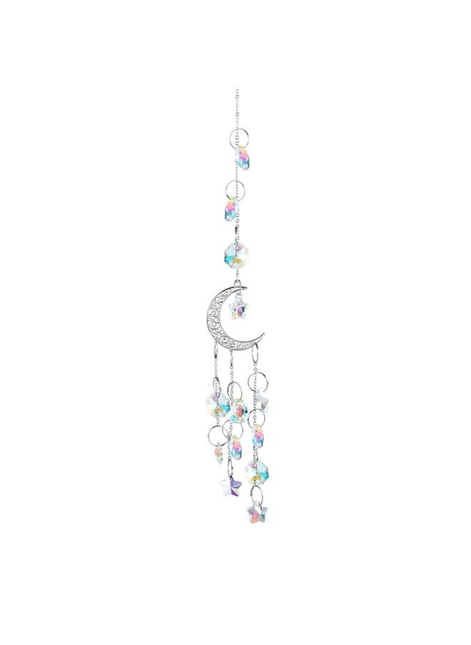 GRKC Hanging Pendant Ornament, Silver and Gold Moon Star Crystal Window Decor, Romantic Home Decoration, Exquisite Crystal Pendant to Add a Dreamy Atmosphere  - Image 1