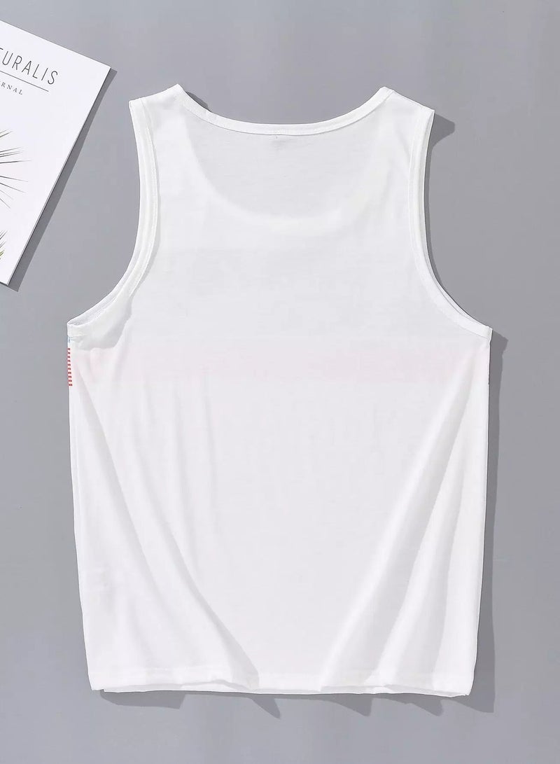 Men Contrast Panel Stripe Tank Top - Image 2