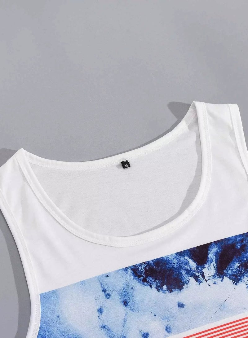 Men Contrast Panel Stripe Tank Top - Image 5