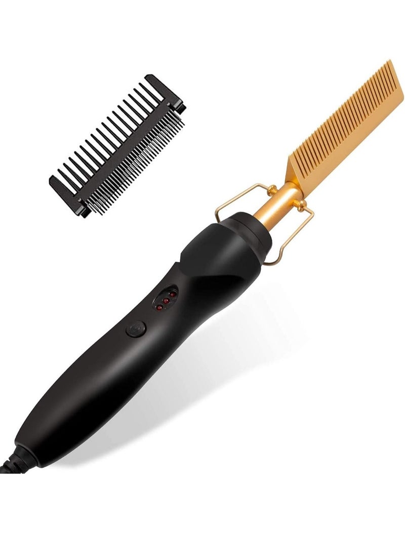 2 in 1 Hot Comb Straightener Electric Hair Straightener Hair Curler Wet Dry Use Hair Flat Irons Hot Heating Comb For Hair - Image 1