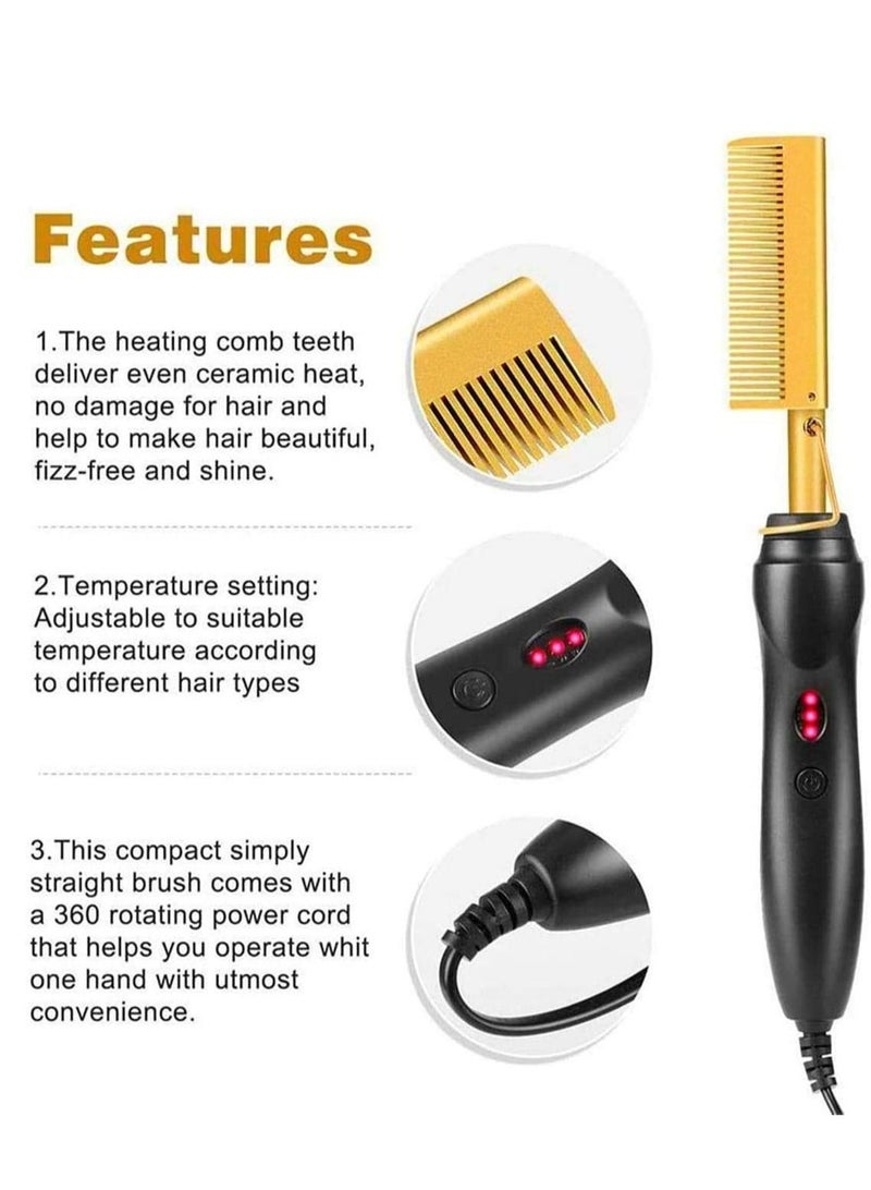 2 in 1 Hot Comb Straightener Electric Hair Straightener Hair Curler Wet Dry Use Hair Flat Irons Hot Heating Comb For Hair - Image 2