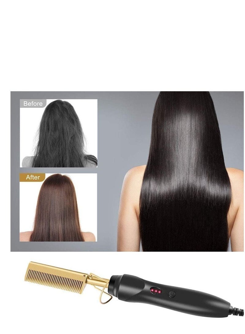 2 in 1 Hot Comb Straightener Electric Hair Straightener Hair Curler Wet Dry Use Hair Flat Irons Hot Heating Comb For Hair - Image 3
