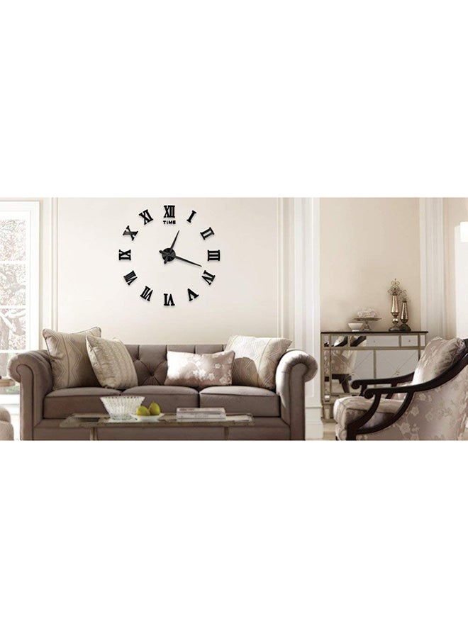 3D Wall Clock With Mirror Number Stickers Black 39x39inch - Image 2