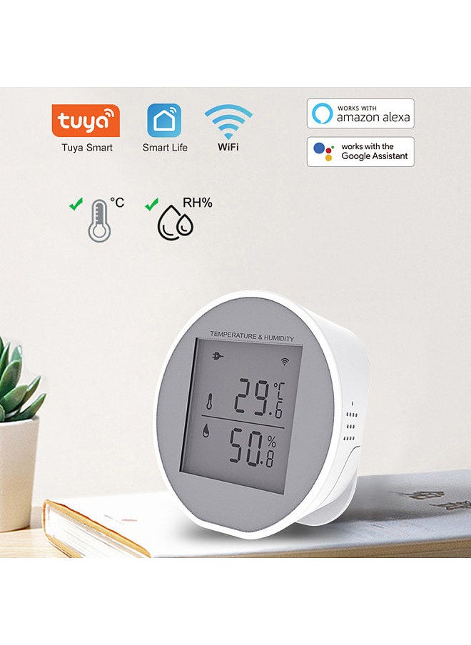 Generic - Tuya WiFi Temperature Humidity Sensor Intelligent Hygrothermograph Meter with High and Low Temperature Alarm Function Compatible with Alexa and Google Home - Image 1