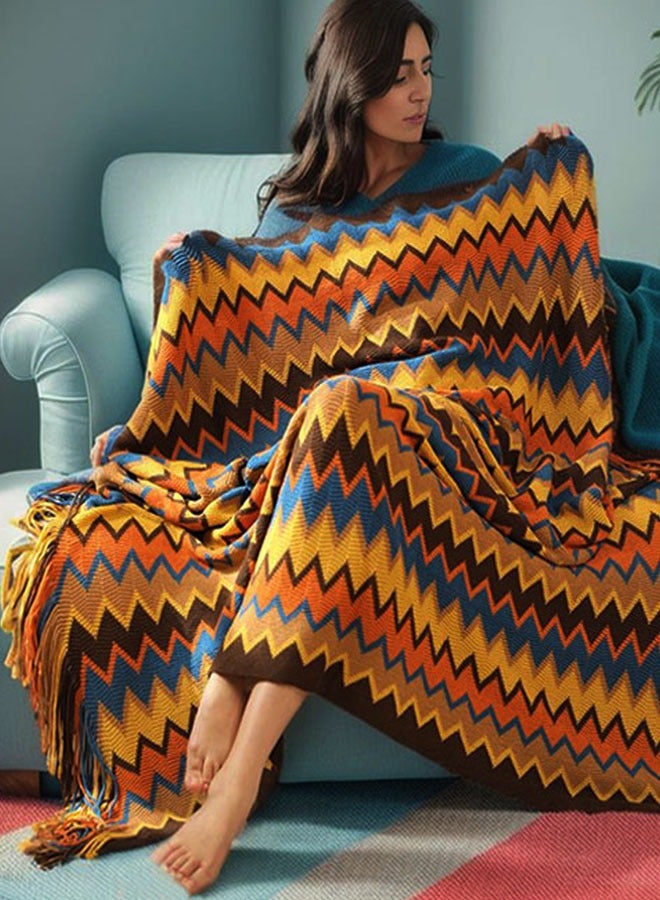 Knitted Tassel Blankets, Super Soft Cozy Lightweight Decorative Throw Blankets for Couch , Bed, Sofa, Outdoor Throw Blanket All Seasons 127x178CM（coffee  color） - Image 5